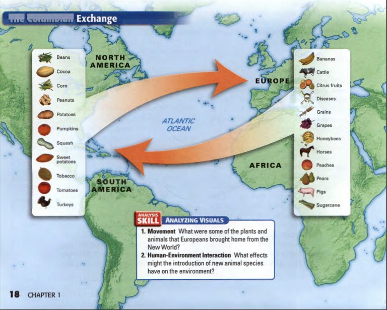 Columbian exchange map p. 18